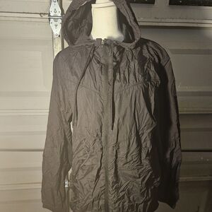 Tek Gear Hooded Windbreaker Jacket Charcoal Gray Medium Full Zip